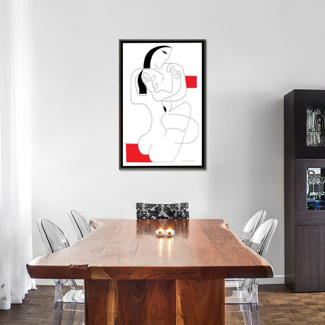 Le Calin with Red Accent by Hildegarde Handsaeme (26"H x 18"W x 0.75"D)