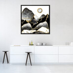 Minimal Black And Gold Mountains by SpaceFrog Designs (18"W x 18"H x 0.75"D)