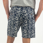 PUREtec cool™ Stretch Linen Cotton E-Waist Shorts // Batik Waves (XL)