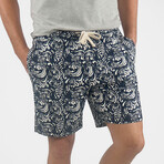 PUREtec cool™ Stretch Linen Cotton E-Waist Shorts // Batik Waves (M)