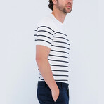 Striped Knitwear T-Shirt // Ecru + Navy (L)