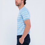 Striped Knitwear T-Shirt // Light Blue + Ecru (S)