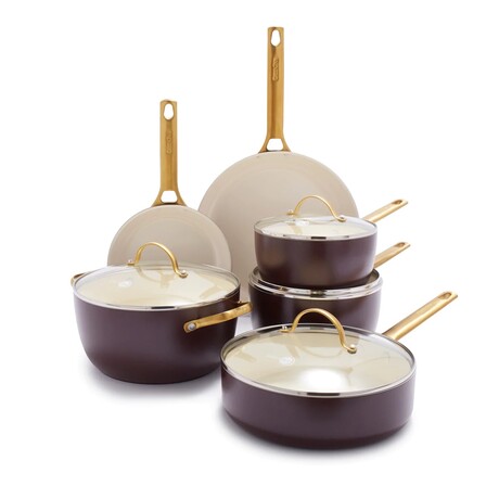 Reserve Ceramic Nonstick Cookware Set // Merlot // 10 Pieces (2 Saucepans)