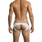 Punt Jock Brief Punch Hole // Red + White (L)