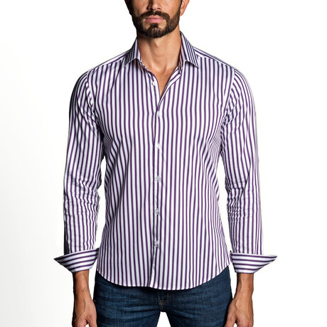 Jackson Men's Long Sleeve Shirt // White + Purple (S)