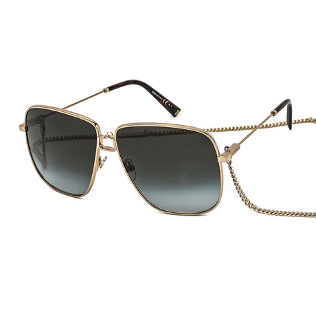 Givenchy Unisex Square Chain Non-Polarized Sunglasses // Gold + Gray Gradient