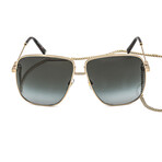 Givenchy Unisex Square Chain Non-Polarized Sunglasses // Gold + Gray Gradient