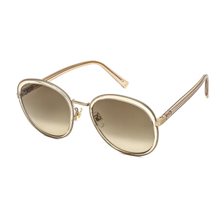 Givenchy Women's Round Oversized Non-Polarized Sunglasses // Gold Beige Crystal + Brown Gradient