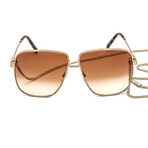 Givenchy Unisex Square Chain Non-Polarized Sunglasses // Gold + Brown Gradient