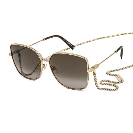 Givenchy Women's Oversized Chain Non-Polarized Sunglasses // Gold + Brown Gradient