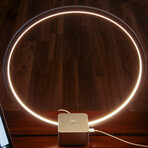 Circle LED Table Lamp With USB Port // Silver