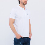 Albert Short Sleeve Polo Shirt // White + Navy (2XL)