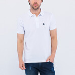 Albert Short Sleeve Polo Shirt // White + Navy (M)