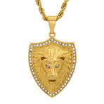 Lion Head Pendant + Rope Chain // Gold