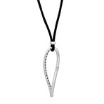 18K White Gold Diamond Leaf Necklace // 16" // New