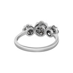 18K White Gold Diamond 3 Flower Ring // Ring Size: 6.5 // New