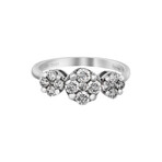 18K White Gold Diamond 3 Flower Ring // Ring Size: 6.5 // New