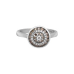 18K White Gold Diamond Halo Cluster Ring // Ring Size: 7.75 // New