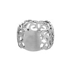 18K White Gold Diamond Caged Wide-Band Ring // Ring Size: 7 // New