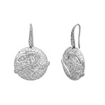 18K White Gold Diamond Serpent Medallion Earrings // New