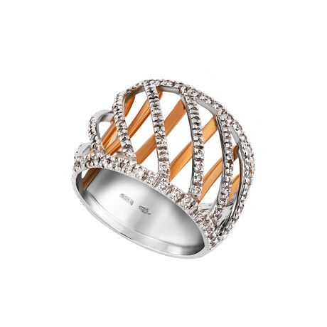 18K White Gold + 18K Rose Gold Diamond Ring // Ring Size: 6.5 // New
