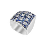 18K White Gold Sapphire + Diamond Ring // Ring Size: 7.5 // New