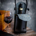Mohave // Leather Wine Carrier (Black Hardware)
