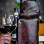 Mohave // Leather Wine Carrier // Distressed Black + Red