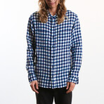 Aetna Long Sleeve Button Up // Navy Gingham (XL)