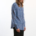 Aetna Long Sleeve Button Up // Navy Gingham (L)