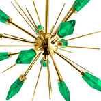 Starley 50" Sputnik Chandelier // Gold Base + Green Glass