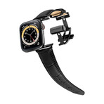 Men's Caiman Series Apple Watch Band // Matte Midnight Black + Black // 42mm // Medium