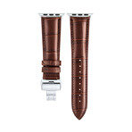 Men's Caiman Series Apple Watch Band // Mahogany Brown + Silver // 42mm // X-Large