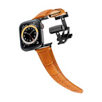 Men's Caiman Series Apple Watch Band // Matte Whiskey Brown + Black // 42mm // Medium