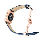 Men's Caiman Series Apple Watch Band // Navy Blue + Gold // 38mm // Medium