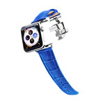 Men's Caiman Series Apple Watch Band // Mediterranean Blue + Silver // 42mm // X-Large