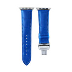 Men's Caiman Series Apple Watch Band // Mediterranean Blue + Silver // 38mm // Medium