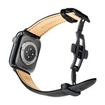 Men's Caiman Series Apple Watch Band // Matte Midnight Black + Black // 42mm // Medium