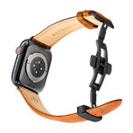 Men's Caiman Series Apple Watch Band // Matte Whiskey Brown + Black // 42mm // Medium