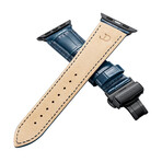 Men's Caiman Series Apple Watch Band // Navy Blue + Black // 42mm // X-Large