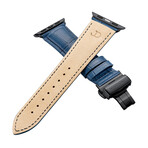 Men's Caiman Series Apple Watch Band // Matte Navy Blue + Black // 42mm // Medium