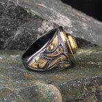 Handmade Enamel + Citrine Gemstone Ring (Ring Size: 6)