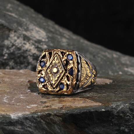 Dark Blue Zircon Gemstone Ring (Ring Size: 6)
