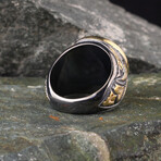 Handmade Enamel + Citrine Gemstone Ring (Ring Size: 6)