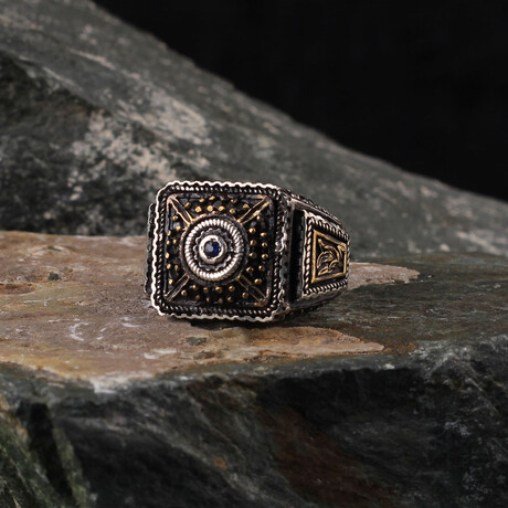 Black Zircon Gemstone Ring (Ring Size: 6)