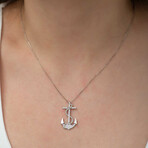 Anchor Necklace with CZ Diamonds // Silver