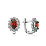 Elegant Garnet Earrings // Red + Silver