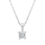 Solitaire Necklace CZ Diamond // Silver
