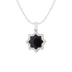Stylish Octagon Onyx Necklace // Silver + Black