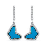 Butterfly Earrings with Turquoise Stone  // Turquoise + Silver
